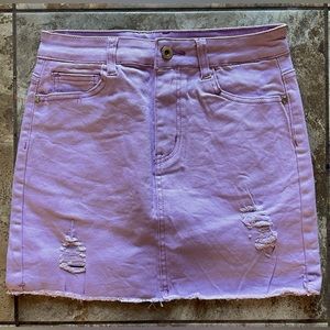 NWOT Lavender lilac distressed stretchy jean skirt with pockets small